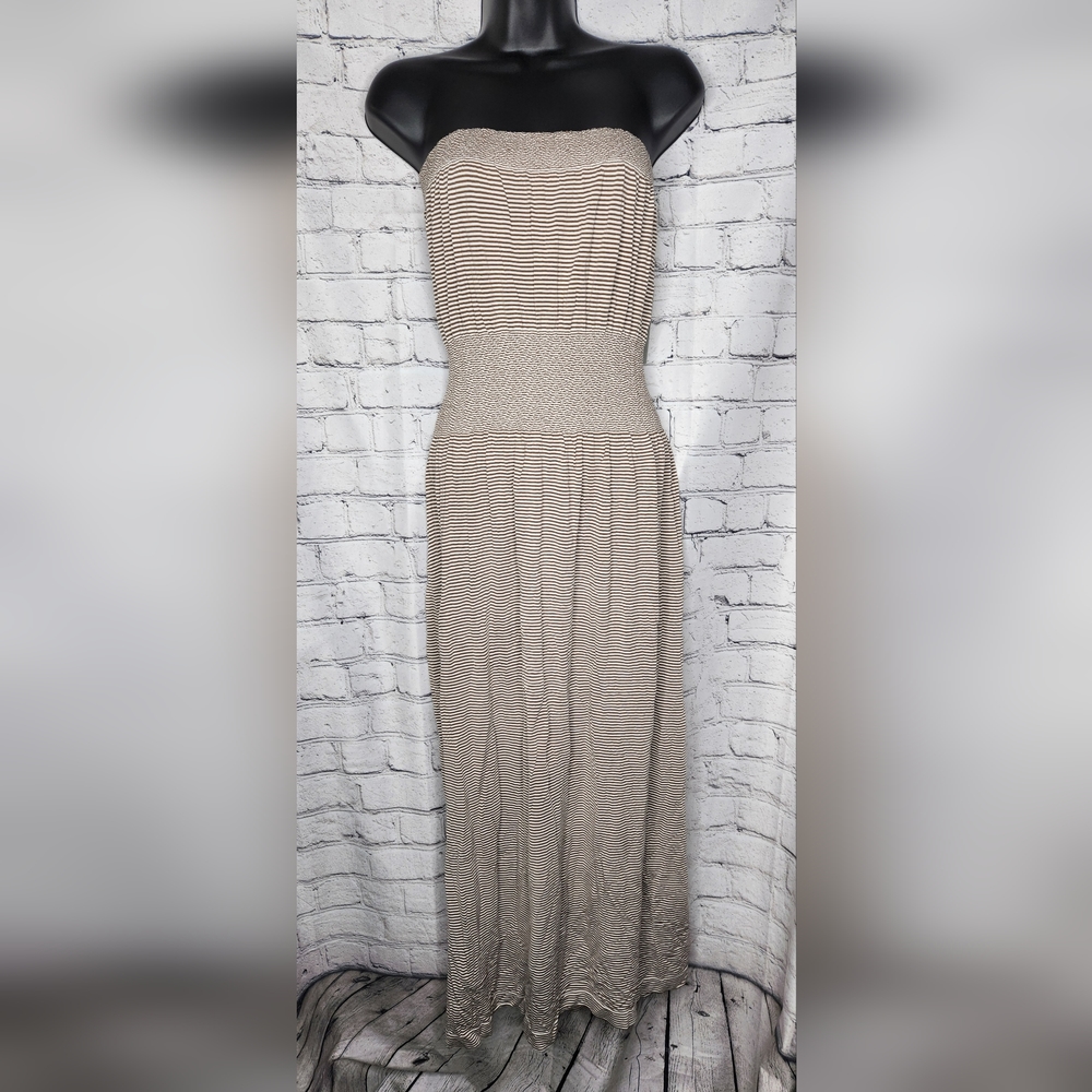 LARK + GREY Maxi Dress‎ Striped Strapless Cinched Waist Long Dress Women’s L/XL